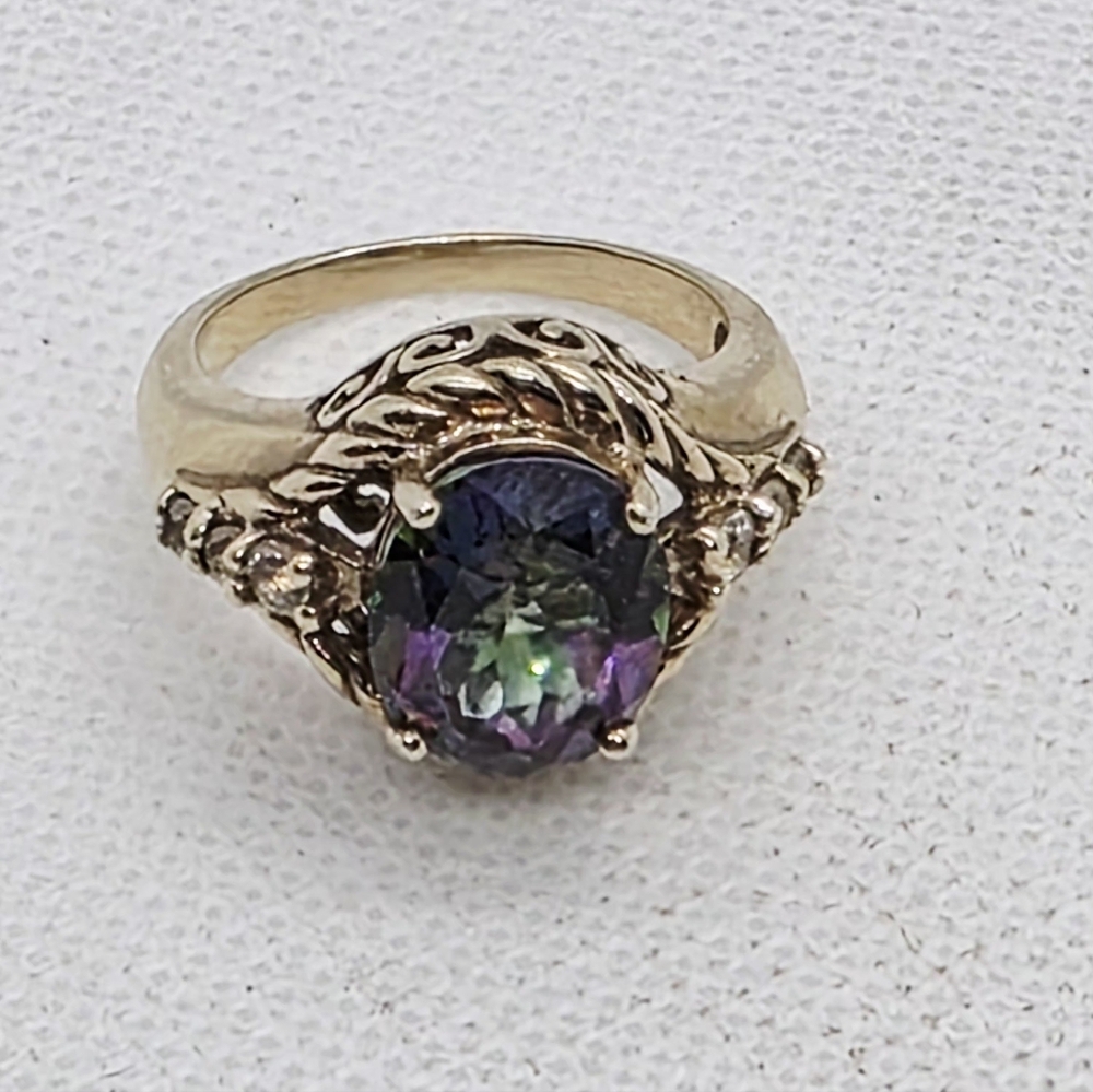Cool And Colorful Designer Signed Mystic Topaz Ring - Picture 3 of 7